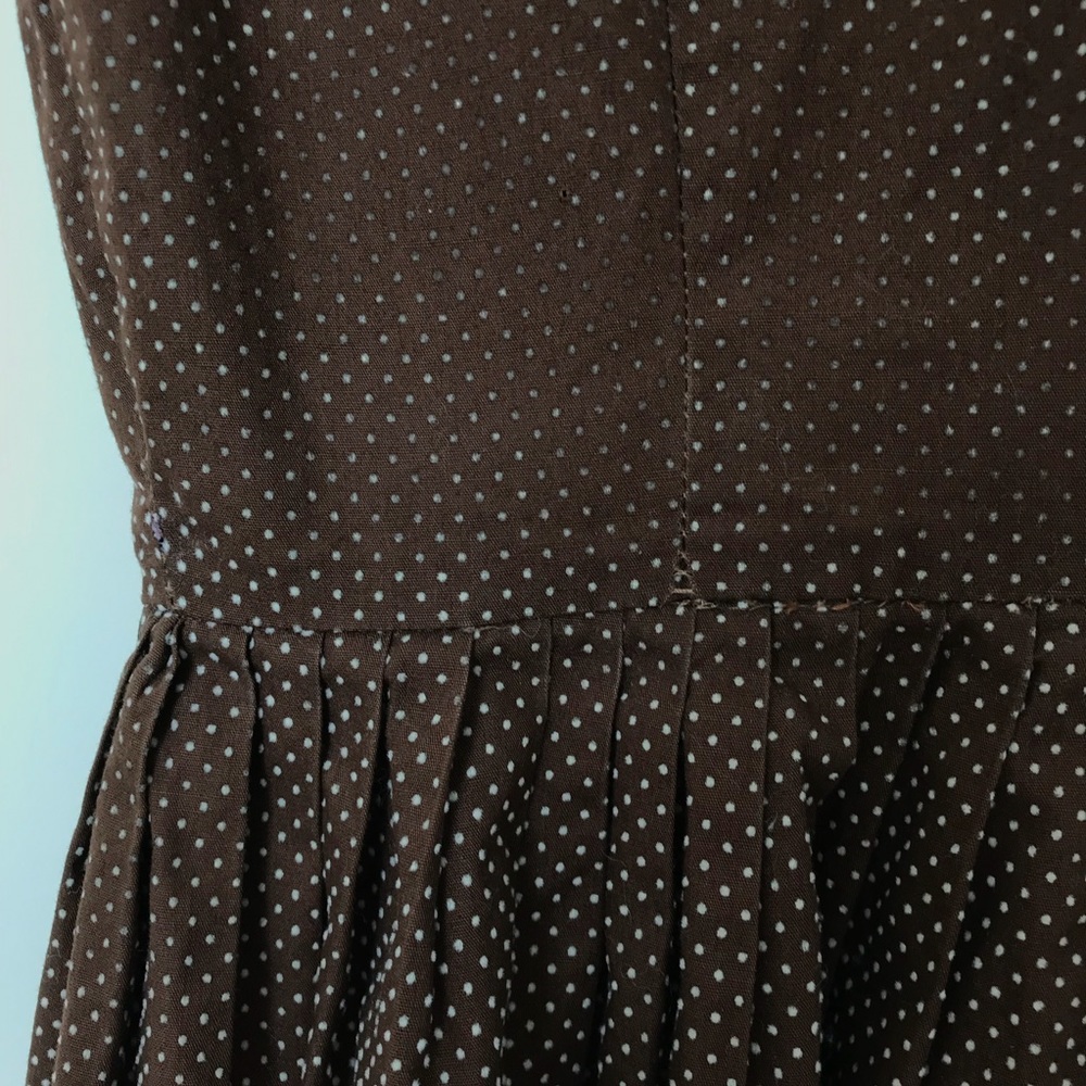 DONATED Vtg Brown Swiss Dot Dress XS - Picture 8 of 8